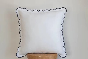 Olive <b>Green</b> Square Cushion Cover With Scalloped Edge <b>Lace</b> Design Nordic Style Pillow Cases - Product Image 2