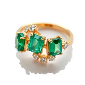 925อัญมณีสีเขียวชุบโรเดียมสีเขียวเครื่องประดับสตรีวินเทจสำหรับงานเลี้ยงกันน้ำ - Product Image 1