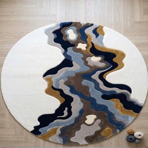 Luxury Wool Artistic Area Rug | Modern Hand Tufted Plush Carpet for Living Room Bedroom Soft Decorative Nordic Indoor <b>Floor</b> Mat - Product Image 2