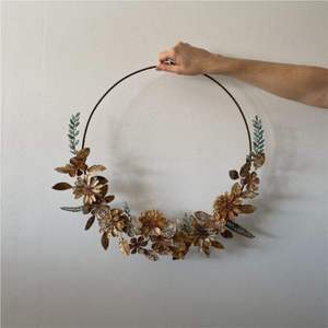 Guirnalda de Hojas Metálicas Verdebronce para Colgar en la Pared, Decoración con Patina Envejecida, Guirnalda de Follaje Otoñal, Arte Mural para Entrada del Hogar - Product Image 2