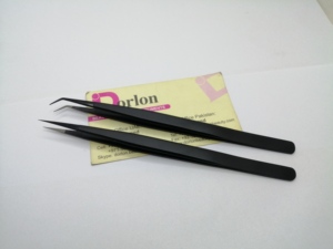 Pinzas para Pestañas de Plasma Negras al por Mayor, Pinzas de Acero Inoxidable con Agarre de Diamante, Pinzas para Pestañas con Punta Personalizable de Fibra. - Product Image 2