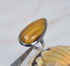 Oeil de tigre pierre précieuse pierre naturelle bague faite à la main Simple solide 925 bijoux en argent Sterling argent Sterling 925 bague estampillée - Product Image 4