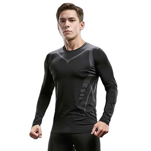 Chemise de sport à manches longues pour hommes, haut de sport pour cyclisme et course à pied, chemise imprimée respirante à séchage rapide, combinaison ajustée - Product Image 1