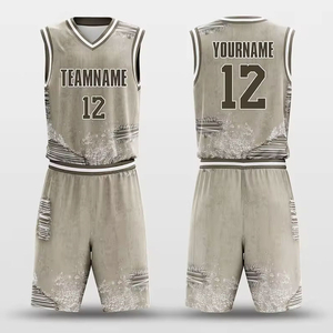 Ensemble de maillots de basket-ball sublimés personnalisés sans manches, col en V, respirant, anti-transpiration, 100% polyester, uniforme sportif pour adultes - Product Image 1