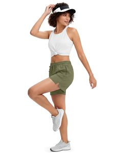 Women Hot Shorts Breathable Mid Waist Drawstring Sporty Sweat <b>Coloured</b> Pockets Summer Running Yoga Workout Hiking Fitness Quick - Product Image 4