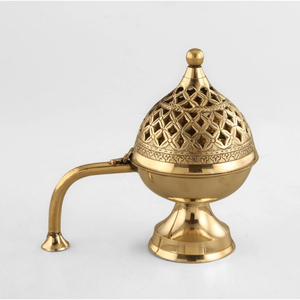 Handmade Brass Incense <b>Burner</b> With Star Cutouts Traditional Indian Dhoop Dani <b>For</b> Religious Use Home Office Decor - Product Image 1