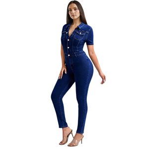 Novedad 2026: Mono vaquero de mujer con diseño personalizado, estilo vintage con botones, largo hasta la rodilla, para primavera, moda casual. - Product Image 1