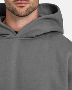 Men's Grey Hooded <b>Sweatshirt</b> Regular Fit Solid Color Casual French Terry Knitted Autumn Wear - Product Image 4