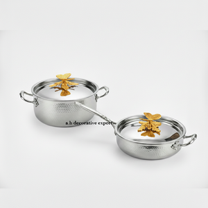 Mirror Polish Hammered Stainless Steel Stockpot Skillet Eco-Friendly Gas Induction Ready Casserole Pots Gold-Finish Butterfly - Product Image 2