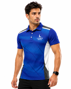 Chemise de golf personnalisée bleue unie pour homme, légère, à séchage rapide, anti-humidité, pour équipe sportive, uniforme d'entreprise - Product Image 1