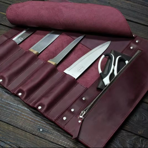 Sac de Chef en Cuir Fait Main de Luxe Anti-Odeur Robuste pour Couteaux, Organisateur de Rangement Culinaire pour Hôtels, Étui à Ustensiles de Cuisine - Product Image 1