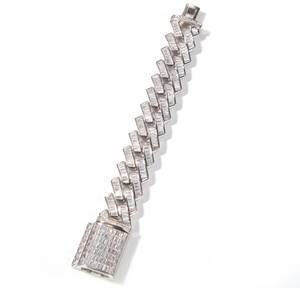 <b>Mens</b> Baguette Cut Moissanite Cuban Link Silver Bracelet Iced Out Diamond Round Brilliant Cut VS1 Hip Hop - Product Image 5