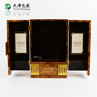 Boîte cadeau de luxe personnalisée pour parfum, vitrine de présentation, boîte d'emballage en bois laqué piano à double porte pour vin