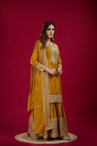 Salwar Kameez Tradicional Pakistaní Indio para Mujer, Seda Chinnon Pesada, Completamente Cosido, Listo para la Temporada de Bodas y Festivales FATEMA - Product Image 3