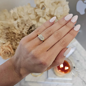 14k Yellow Gold Radiant Diamond <b>Ring</b> 2.52CT Lab Grown <b>Iced</b> Out Half Bezel Statement Engagement <b>Ring</b> Bold Modern Design - Product Image 1