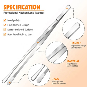 Pinces de cuisine professionnelles multi-usages Altomme Instruments, 5 pièces, en acier inoxydable, résistantes au four, pour une précision culinaire - Product Image 6