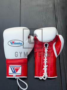 Guantes de Boxeo Blancos y Rojos con Cordones, de Cuero Vacuno, Acolchado Grueso de 4 Capas, Correa de Muñeca Ajustable, Protección Completa para las Manos - Product Image 5