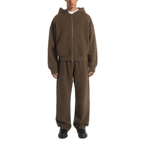 Sweat-shirt à capuche pour homme surdimensionné en coton 500 Gsm personnalisé 2025 Sweat-shirt à capuche sans ficelle avec fermeture éclair complète en polaire épaisse imprimée 2025 - Product Image 5