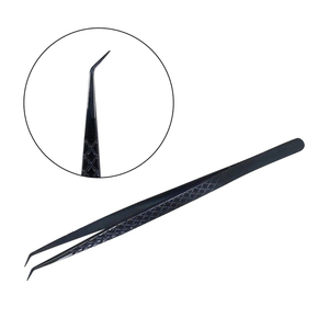 Pince à épiler à pointe incurvée, pince à épiler à angle de 45 degrés, pince à épiler légère en acier inoxydable, couleur noire avec étui, logo personnalisé - Product Image 2