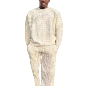 Conjuntos Deportivos Blancos para Hombre, Fabricados en Algodón, Estilo Holgado, Ropa Deportiva Urbana, Pantalones Deportivos, Conjuntos Deportivos de Moda, Personalizados con Estampado - Product Image 5