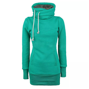 <b>Women</b> Longline <b>Cowl</b> <b>Neck</b> <b>Hoodie</b> Slim Fit Athleisure Techwear Fleece Pullover Extended Sleeve Streetwear OEM Custom - Product Image 2