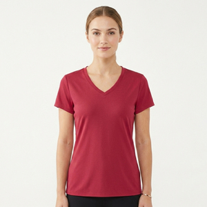 Camiseta de Cuello en V de Alta Calidad Premium para Mujer, Ligera, Transpirable, Lisa, para Fitness, Proveedor de Ropa Personalizada - Product Image 2