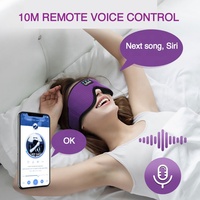 Masque de sommeil Bluetooth sans fil en velours avec écouteurs intégrés en mousse à mémoire de forme, masque oculaire occultant 3D pour la méditation et le sommeil, 10M