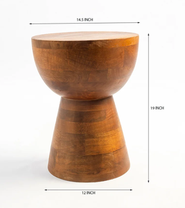 Mango Wood Accent <b>Table</b> and <b>Stool</b> Versatile Wooden Furniture Set for Living Room Bedroom Home Decor and Everyday Use - Product Image 2