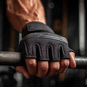 Gants de musculation et de fitness avec bandes de maintien pour les poignets, gants de vélo, de musculation et d'entraînement, gants de fitness demi-doigts - Product Image 1