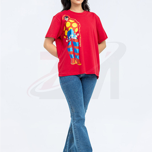 Camiseta de Algodón con Estampado Gráfico para Mujer, Corte Holgado Informal, Tejido Transpirable y Suave, Ropa de Calle de Verano, Moda Moderna - Product Image 2