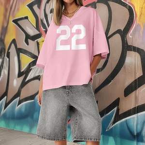 T-shirt en jersey unisexe surdimensionné personnalisé avec numéro imprimé, col en V décontracté, coupe ample, mode streetwear estivale, vente en gros - Product Image 3