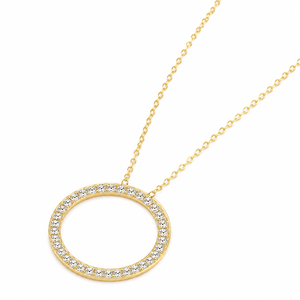 Collier Pendentif Cercle en Argent Sterling 925 avec Moissanite Ronde Taille Brillant, Chaîne Minimaliste, Bijou pour Femme, Cadeau de Mariage - Product Image 3