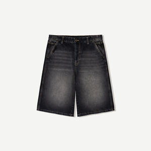 Shorts vintage streetwear pour hommes, unis, effet délavé, au-dessus du genou, en molleton de coton doux, taille à cordon de serrage, fabricant OEM AI-SH-25 - Product Image 3