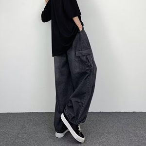 Wide Leg Baggy Jeans for Men Distressed Acid Wash Designer Denim <b>Trousers</b> Custom Brand Wide Leg Cargo Denim Pants - Product Image 2
