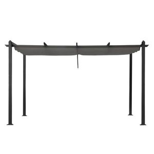 Voile d'ombrage réglable en polyester gris foncé pour gazebo en fer forgé à 5 poutres 395*300*245cm Catégorie de produit : Auvent et Pergola - Product Image 1