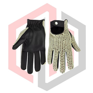Gants de conduite en cuir tricotés noirs antidérapants, respirants, antistatiques, résistants aux déchirures, avec poignet réglable pour conducteurs - Product Image 3