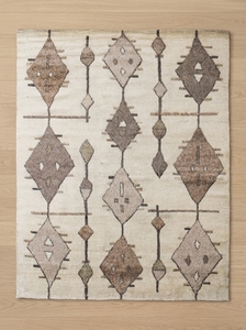 Desert Motif Hand Knotted Wool Rug with Tribal Diamond Pattern | Artisan <b>Carpet</b> for Warm Contemporary Interiors - Product Image 6