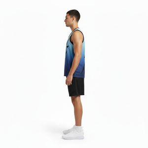 Ensemble de maillots de basketball personnalisés OEM pour adultes, respirant, en tissu maille 100 % polyester, sans manches, avec logo frontal, vente en gros pour clubs - Product Image 3