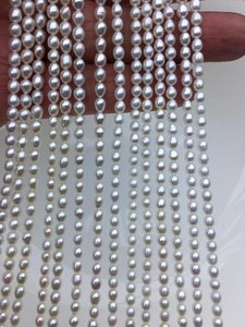 Perlas de Agua Dulce Ovaladas Blancas AAA de 3.5-5mm, Hilo Completo de Perlas Cultivadas Genuinas para Fabricación de Joyería, Venta al Por Mayor - Product Image 6