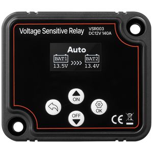 Isolatore per Doppia Batteria 12V 140 Amp Smart Manuale/Automatico VSR con Schermo LCD, Relè Sensibile alla Tensione per Sistemi Elettrici RV - Product Image 1