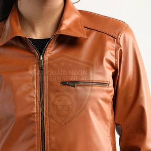 Veste en cuir à col rabattu grande taille pour usage extérieur, nouvelle conception, veste en cuir pour femmes - Product Image 6