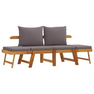 ม้านั่งในสวนไม้อะคาเซียเนื้อแข็งสีเทาเข้ม ม้านั่งสำหรับลานบ้านทำจากโพลีเอสเตอร์ขนาดกลาง - Product Image 2