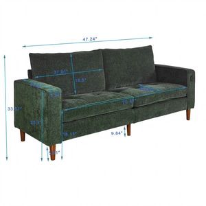Green Corduroy Modern Style Solid Color Multi-Person <b>Sofa</b> for <b>Living</b> <b>Room</b> or Office with USB Interface Included - Product Image 5