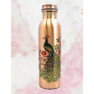 New Design Copper Water Bottle With Lid and Customized Hand Painted Texture Water Copper Bottle Polished for Sale In Low Price - Product Image 4