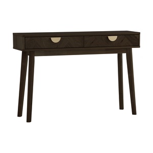 Mid Century Minimalist Modern Solid Wood Console <b>Table</b> with 2 Drawers Curved <b>Edge</b> Design Entryway <b>Table</b> - Product Image 1