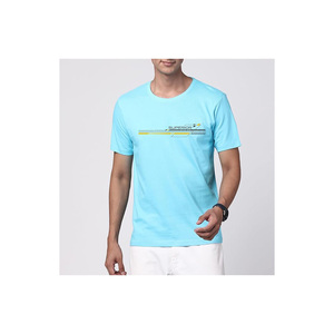 เสื้อยืดคอกลมแขนสั้นผ้าฝ้ายสีฟ้าอ่อนพิมพ์ลายเรขาคณิตทรงปกติสำหรับผู้ชายจากทีมซูพีเรียเรซซิ่ง - Product Image 2