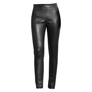 Pantalones de Cuero Genuino para Mujer, Cintura Alta, Ajustados, Elásticos, de Piel de Oveja, Pantalones Ajustados Clásicos Negros - Product Image 6