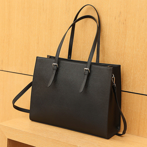 Sac fourre-tout de travail en cuir véritable marron, couleur unie, ouverture supérieure, style minimaliste pour usage quotidien, sac fourre-tout de travail en cuir, sac fourre-tout professionnel - Product Image 5