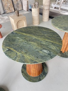 Lujo Brasil <span class=keywords><strong>Vitoria</strong></span> Regia Cuarcita verde Mesa de centro de mármol verde redonda Mesas auxiliares de mármol - Product Image 3