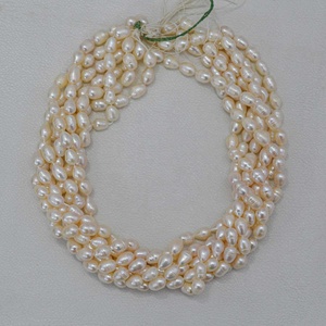 Perles de riz en nacre d'eau douce naturelle blanche de 7 mm et 8 mm, bon lustre, prix par brin, fournisseur en gros direct - Product Image 2